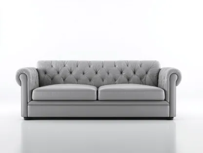 Canapé 2 places - cuir synthétique - 221x90x83 cm - gris argenté - Chesterfield-Coraidecor