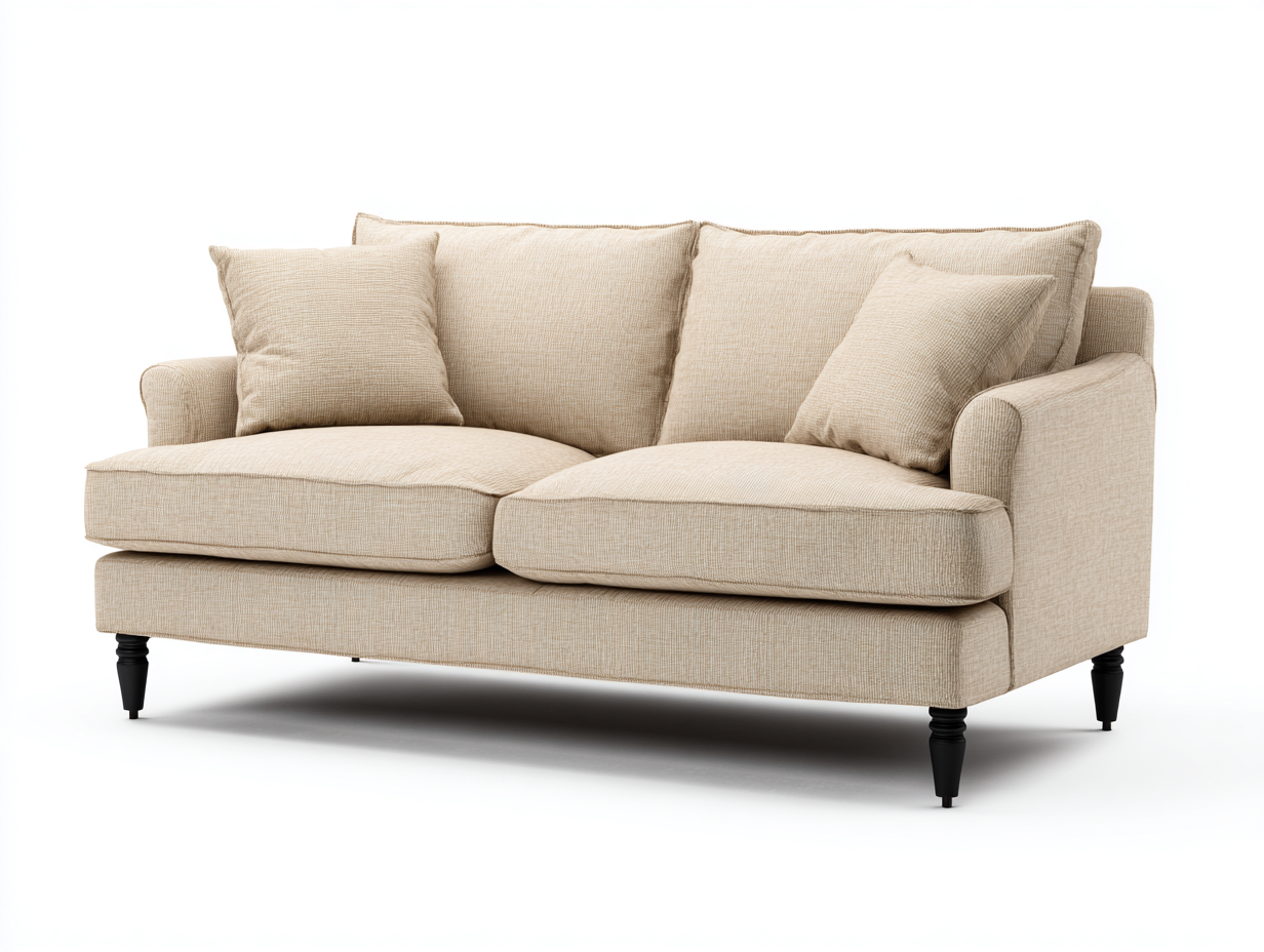Canapé 2 places - tissu-bois - 188x84x81 cm - beige lin - scandinave-Coraidecor