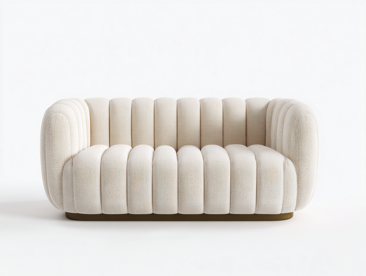 Canapé 2 places - tissu-métal - 181x78x76 cm - crème - contemporain-Coraidecor