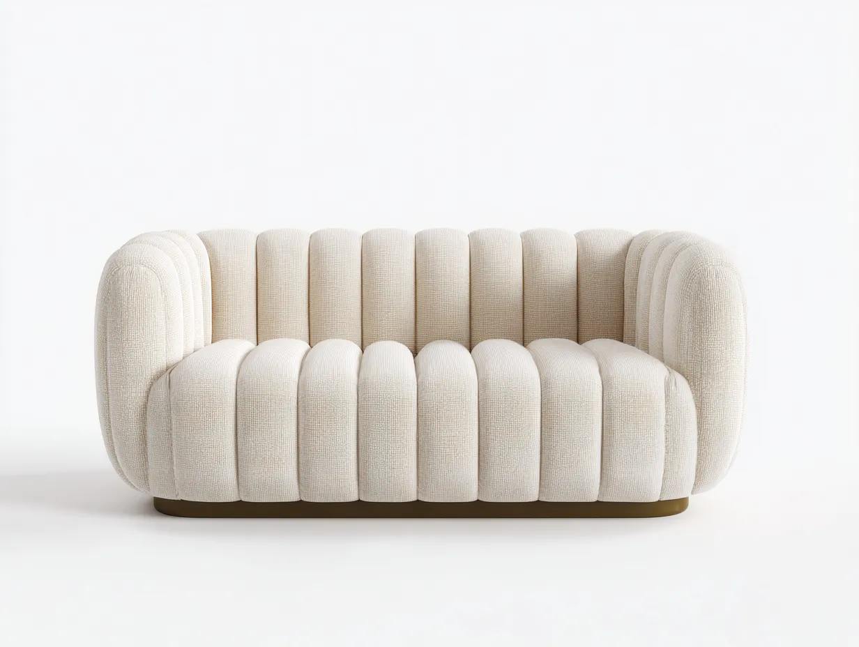 Canapé 2 places - tissu-métal - 181x78x76 cm - crème - contemporain-Coraidecor
