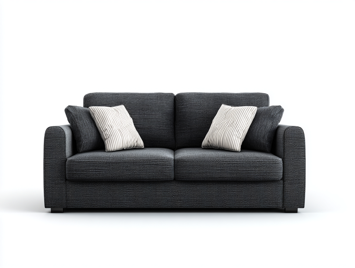 Canapé 2 places - tissu-bois - 205x88x78 cm - gris anthracite - moderne-Coraidecor