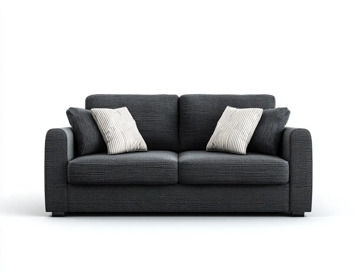 Canapé 2 places - tissu-bois - 205x88x78 cm - gris anthracite - moderne-Coraidecor