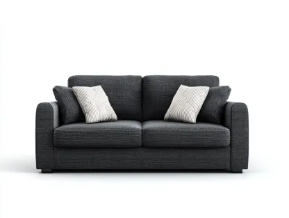 Canapé 2 places - tissu-bois - 205x88x78 cm - gris anthracite - moderne-Coraidecor
