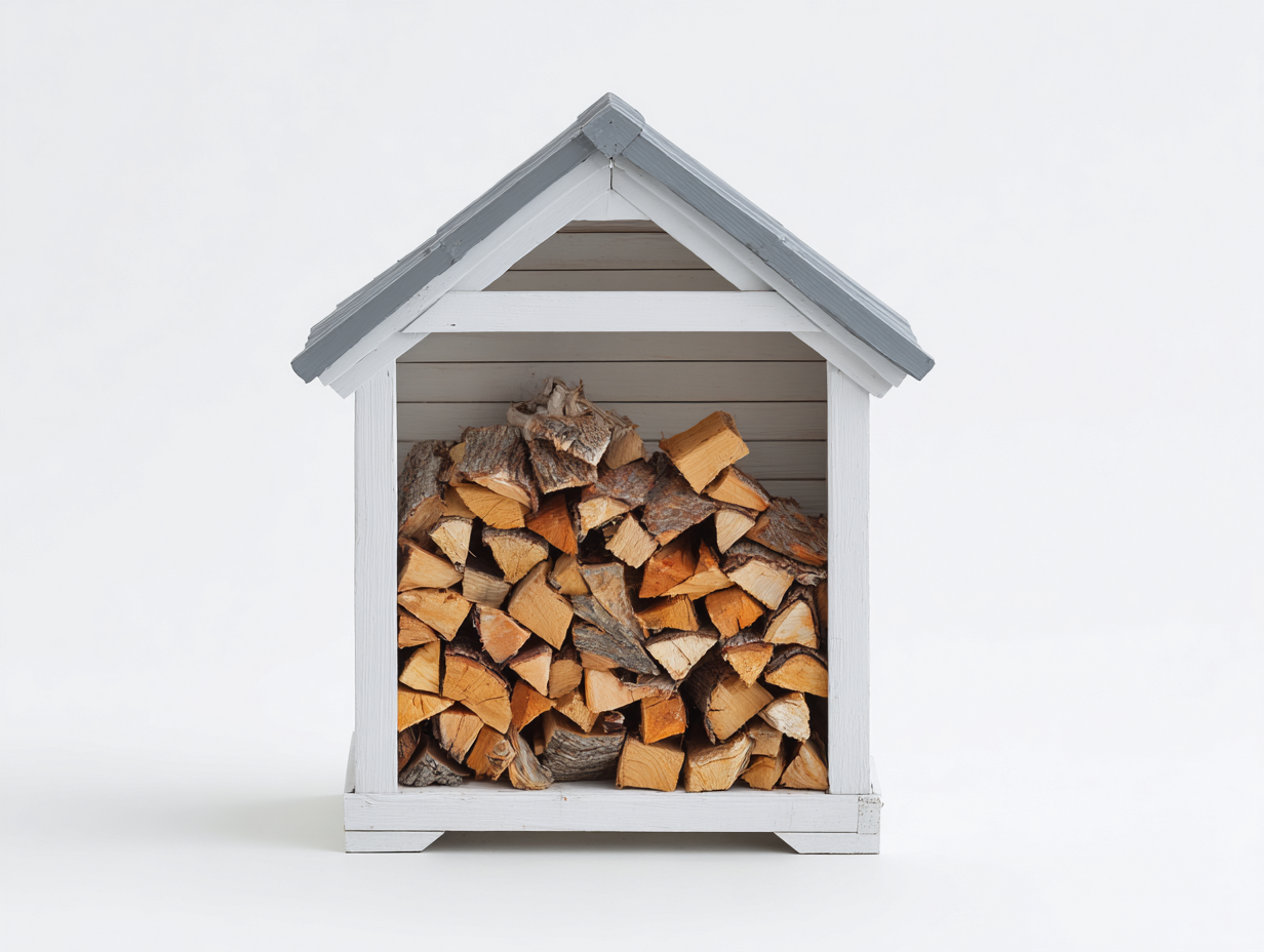 Abri à bûches - Bois - 86x38x112 cm - Blanc-Gris - Maison rustique-Coraidecor