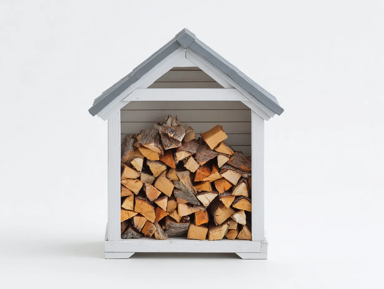 Abri à bûches - Bois - 86x38x112 cm - Blanc-Gris - Maison rustique-Coraidecor