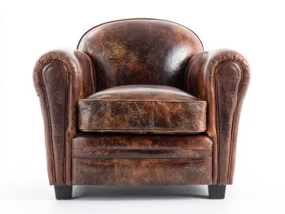 Fauteuil-Cuir-Bois-96x89x85 cm-Marron-Rétro-Coraidecor