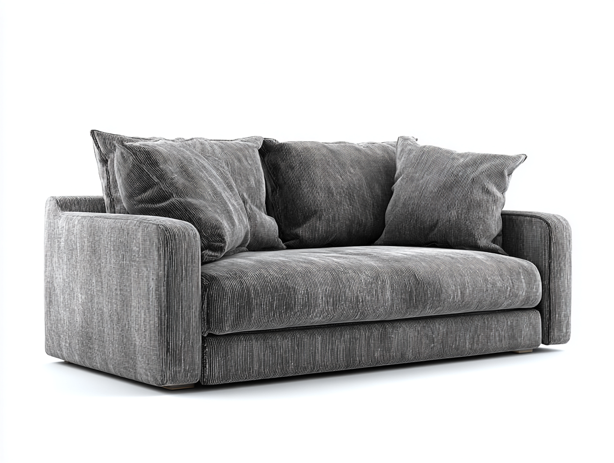 Canapé 2 places - velours côtelé-bois - 211x94x75 cm - gris foncé - lounge-Coraidecor