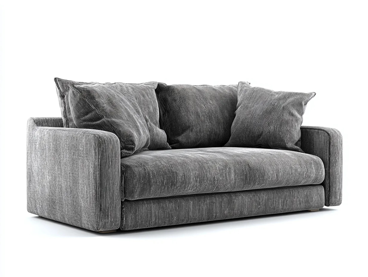 Canapé 2 places - velours côtelé-bois - 211x94x75 cm - gris foncé - lounge-Coraidecor