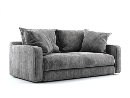 Canapé 2 places - velours côtelé-bois - 211x94x75 cm - gris foncé - lounge-Coraidecor