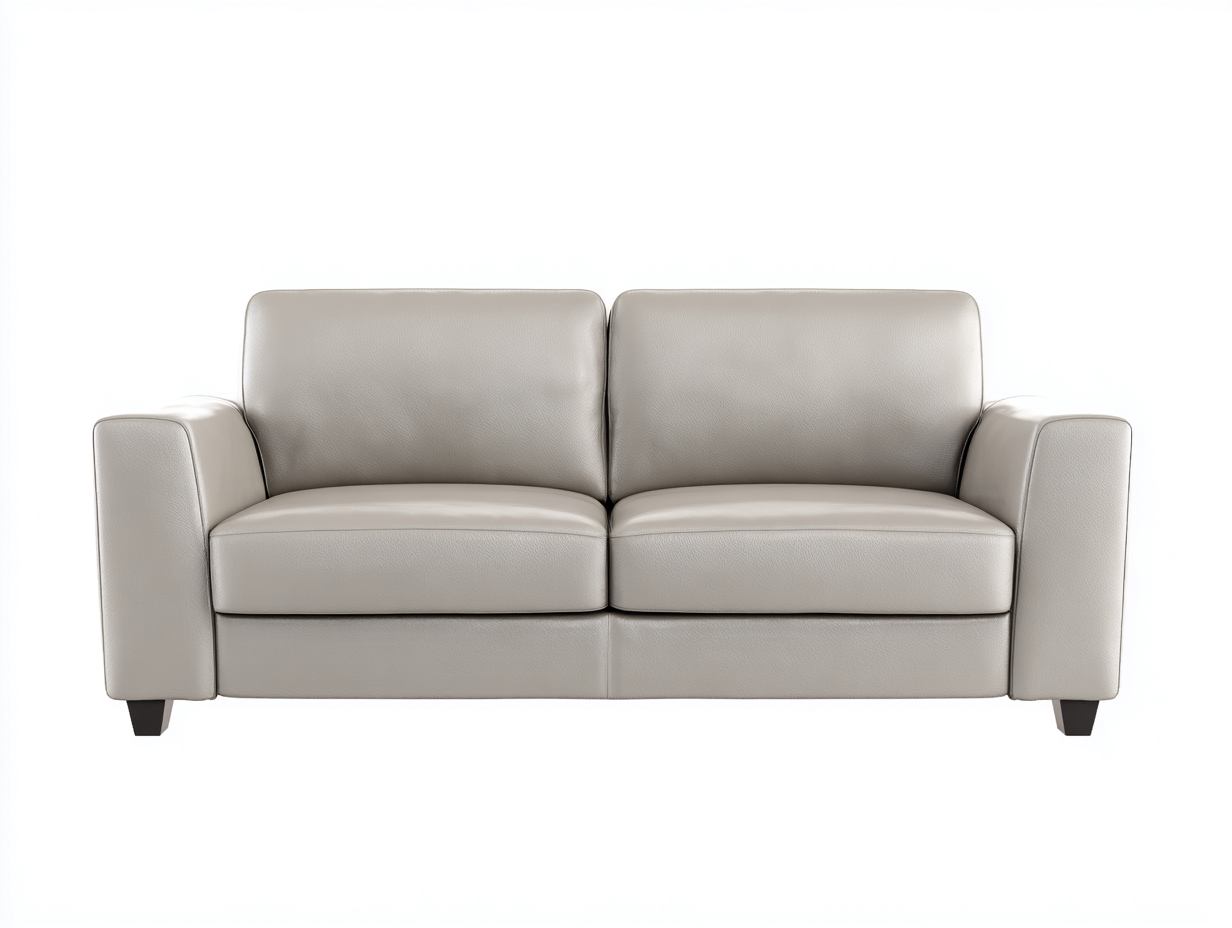 Canapé 2 places - cuir synthétique-bois - 196x86x80 cm - beige grège - minimaliste-Coraidecor