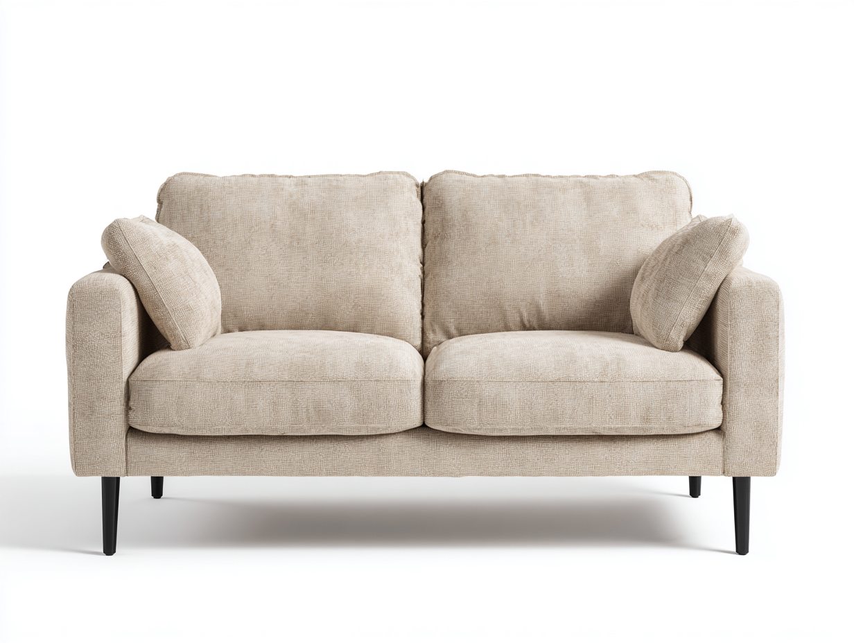 Canapé 2 places - tissu-métal - 192x84x80 cm - beige lin - scandinave-Coraidecor