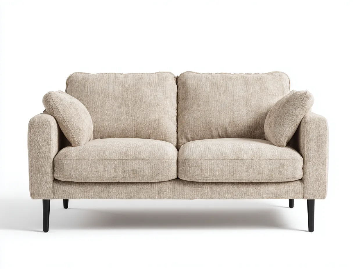Canapé 2 places - tissu-métal - 192x84x80 cm - beige lin - scandinave-Coraidecor