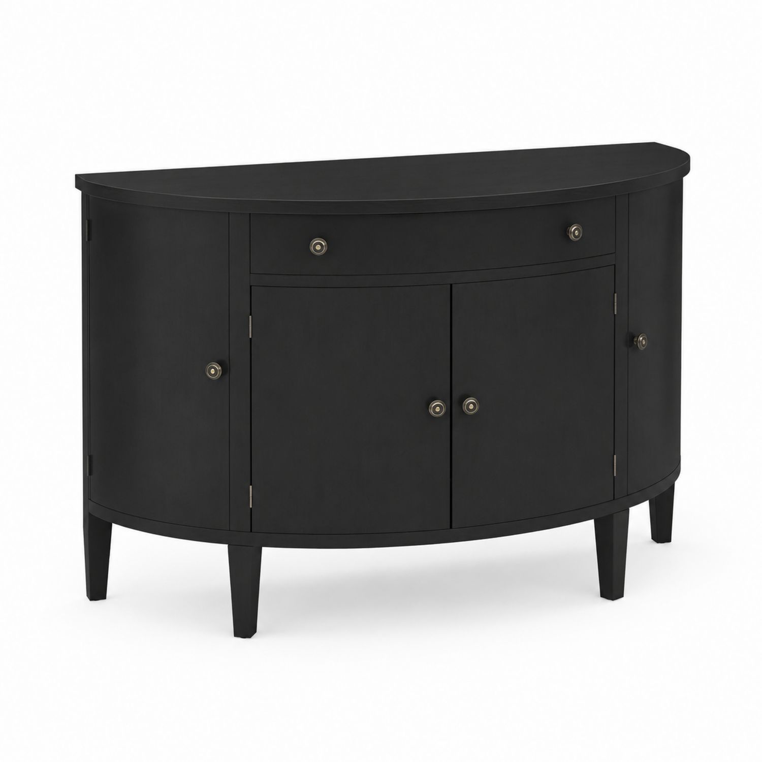 Halbrundes Sideboard Schwarz MDF 100x80x35 cm mit Schublade und Türen