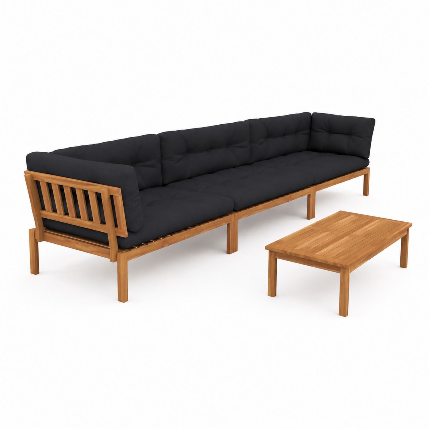 Ecksofa-Set Akazienholz Dunkelgrau