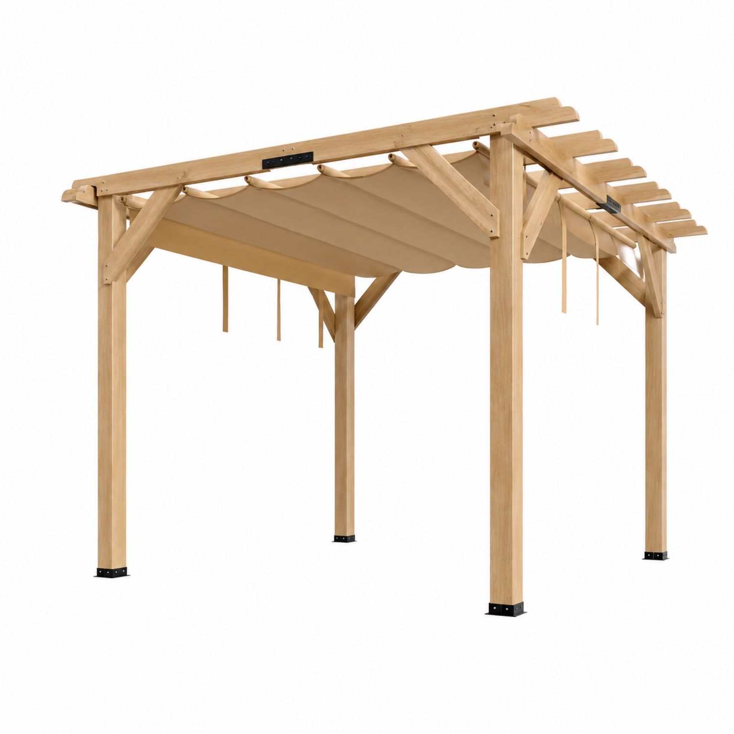 Pergola rechteckig 300x400 cm Kiefernholz Polyester Beige