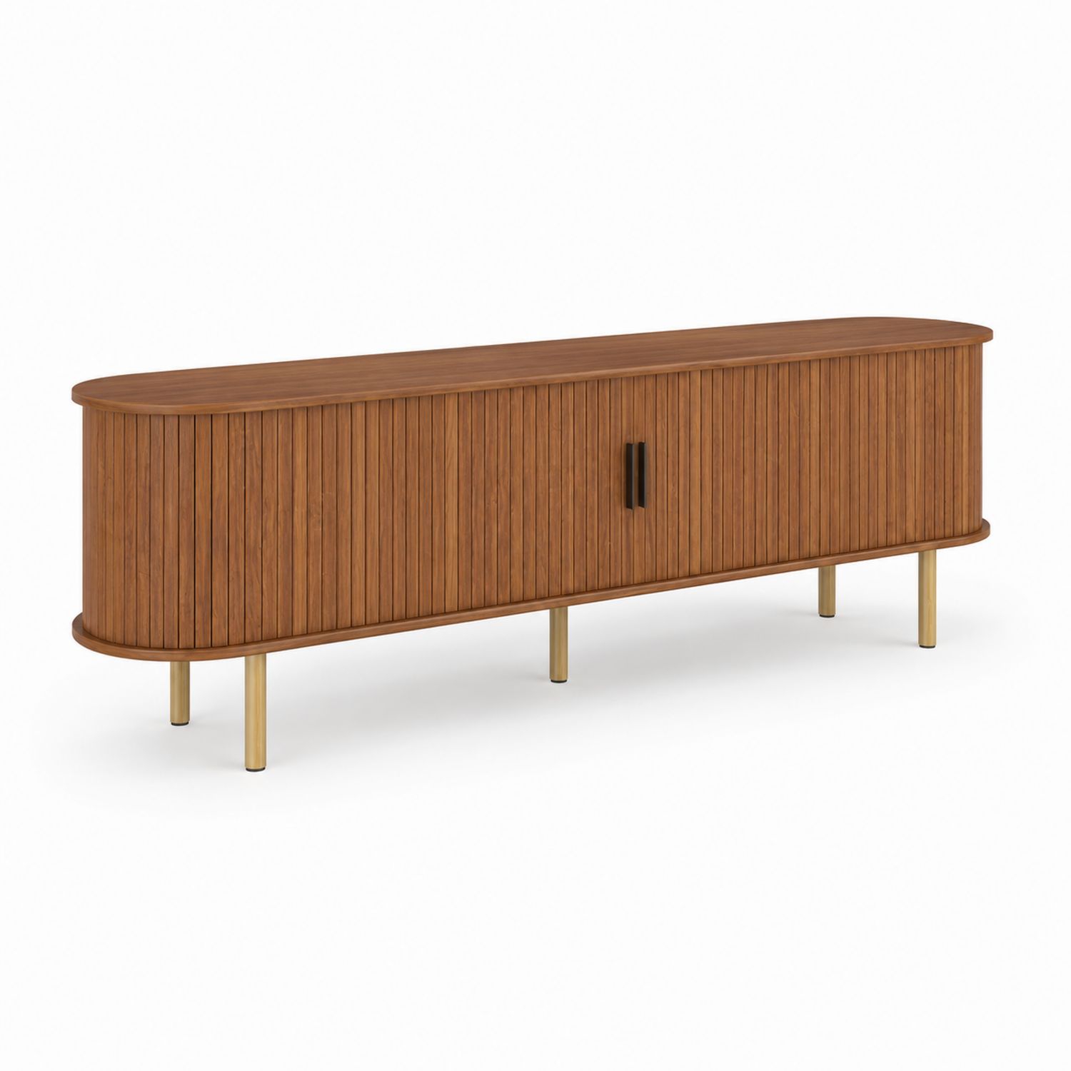 TV-Möbel Holz mit Metallbeinen Braun