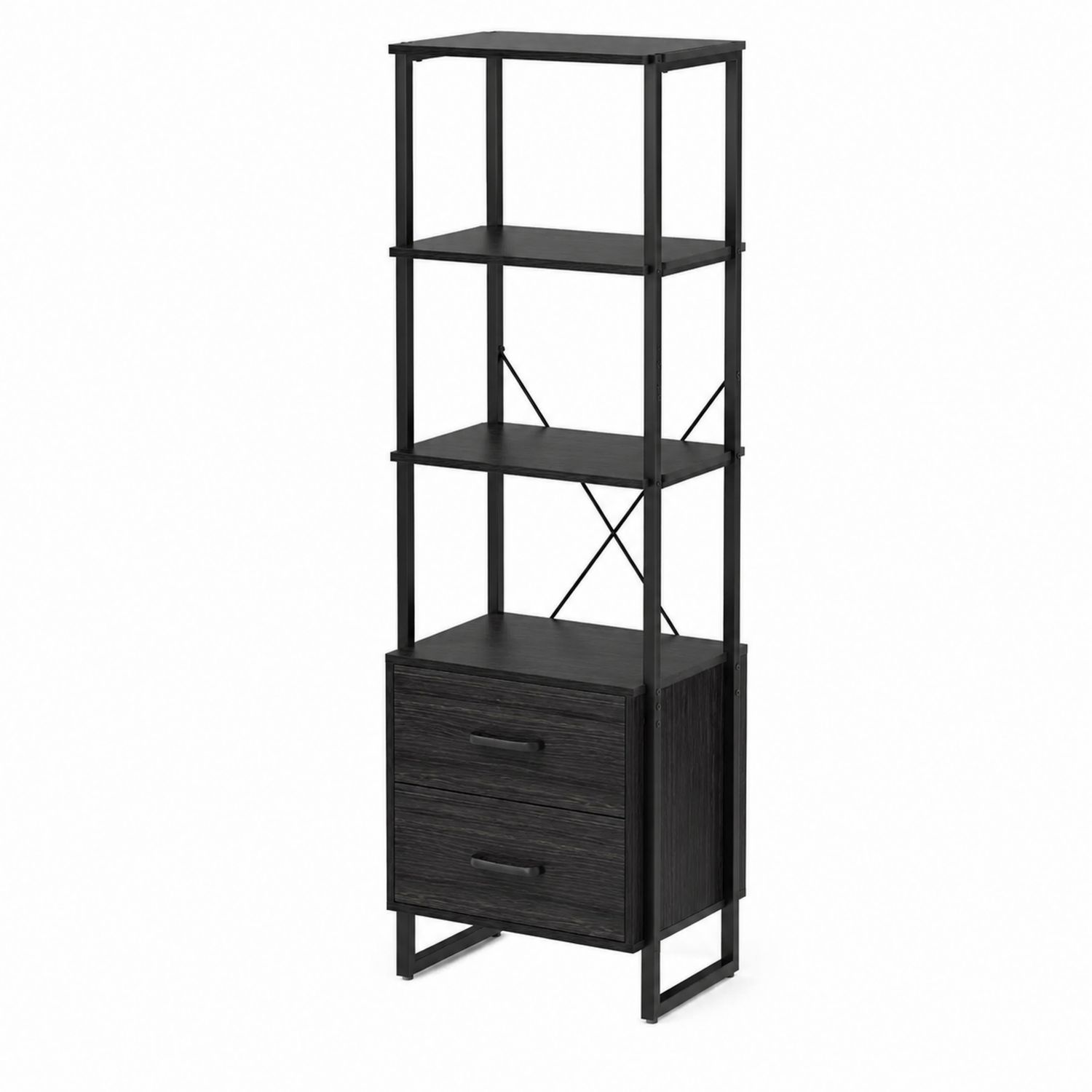 Regal mit Schubladen aus Holzwerkstoff und Metall Schwarz 180cm
