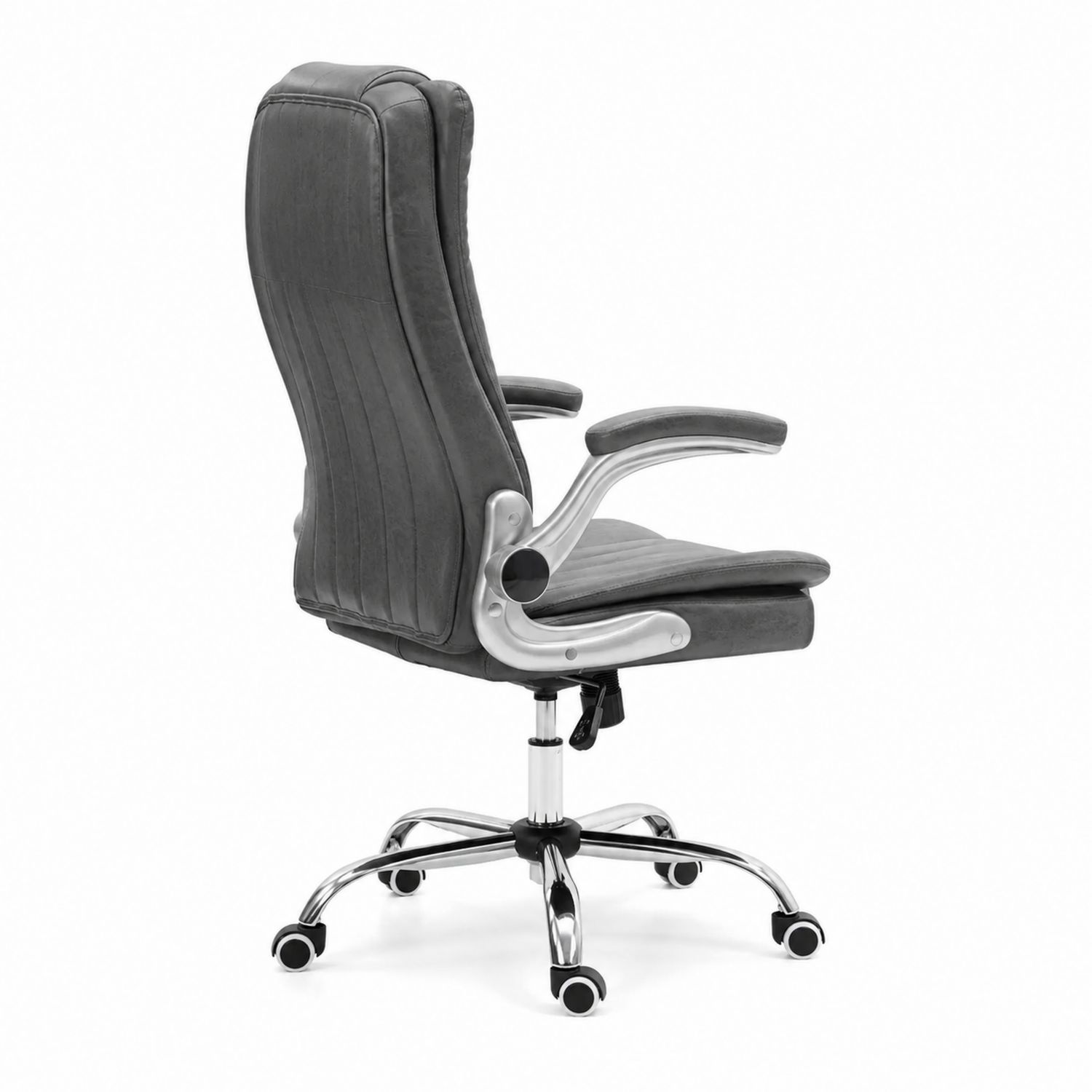 Bürostuhl mit hoher Rückenlehne aus Mikrofaser und Metall Grau