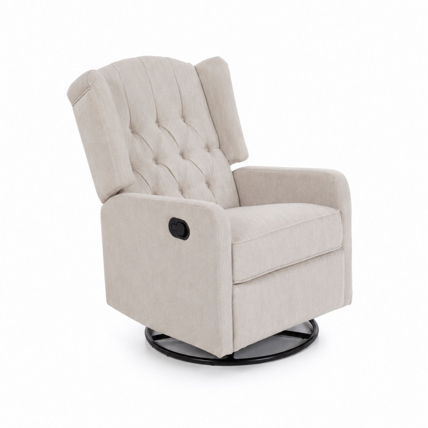 Drehbarer Polstersessel aus Stoff Beige mit Knopfsteppung