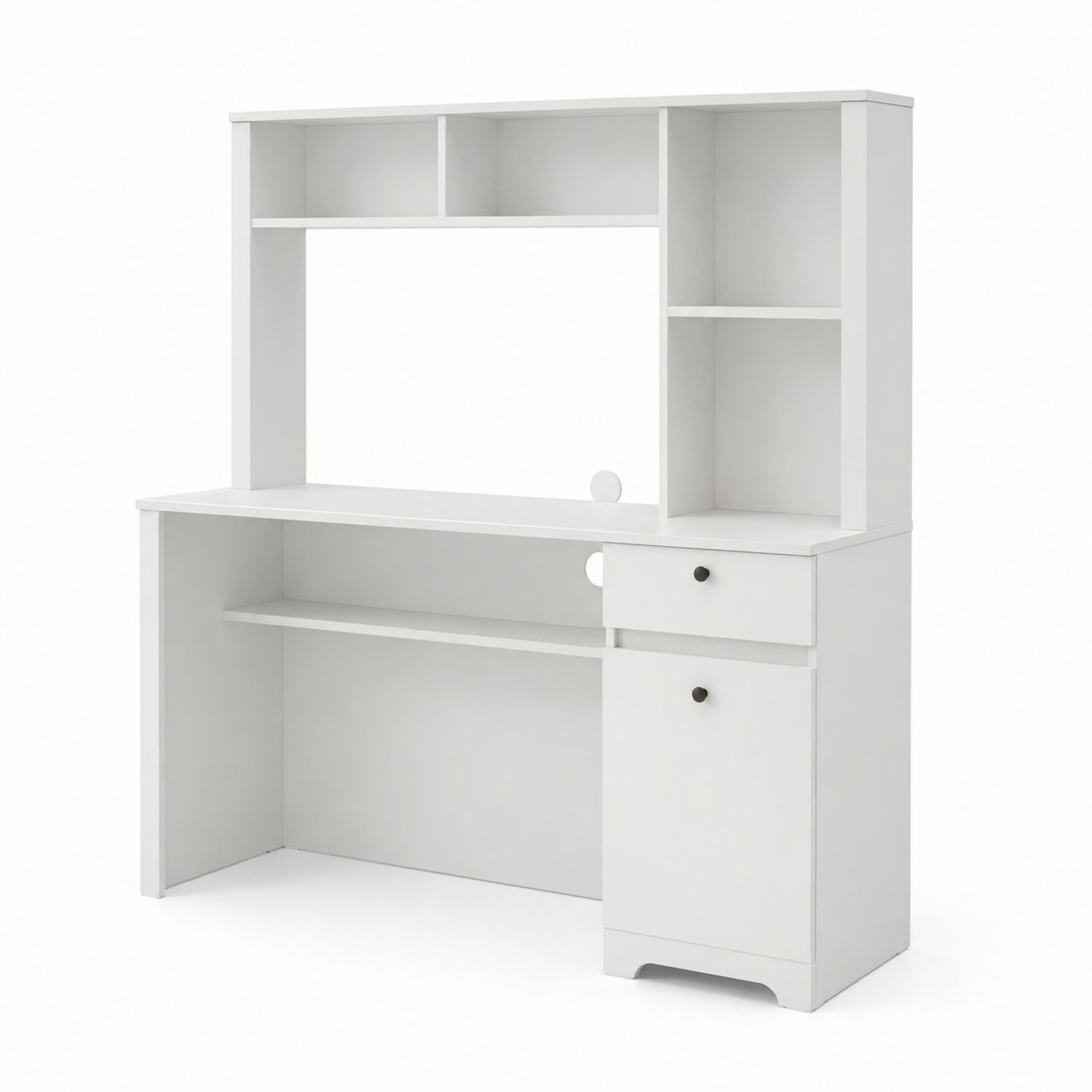 Schreibtisch mit Regal und Schubladen aus Spanplatte Weiß 120x50x140cm
