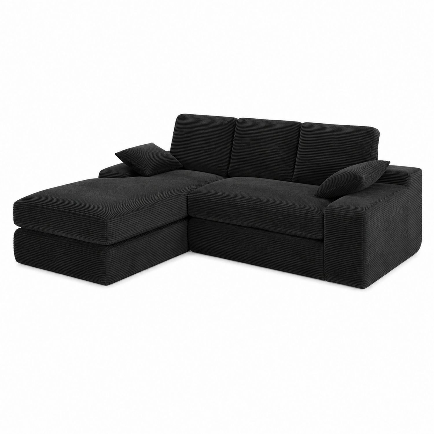 Ecksofa L-Form Cord Schwarz 250x150x85 cm