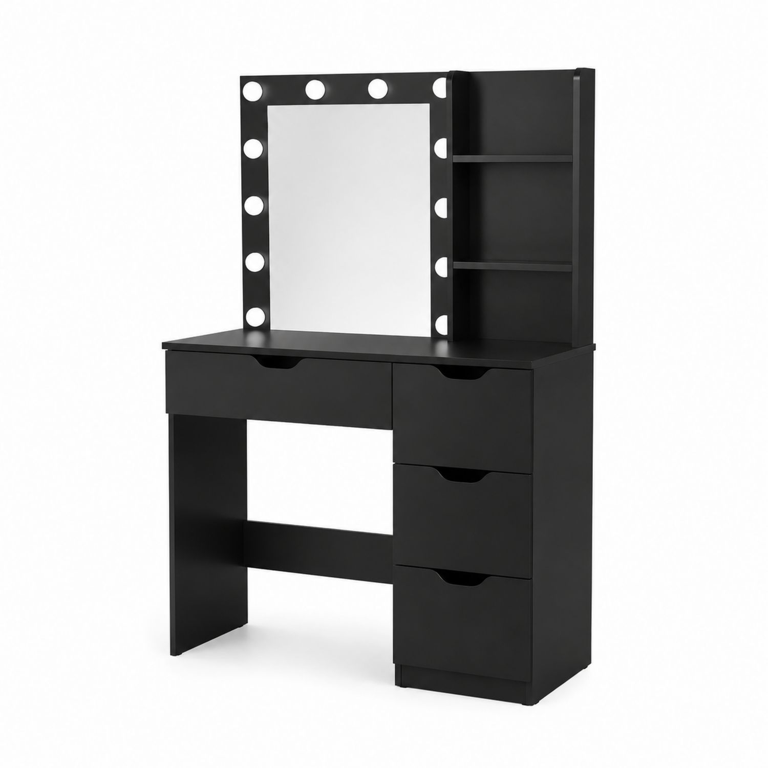 Schminktisch aus MDF mit Spiegel und LED-Beleuchtung Schwarz 80 x 40 x 140 cm