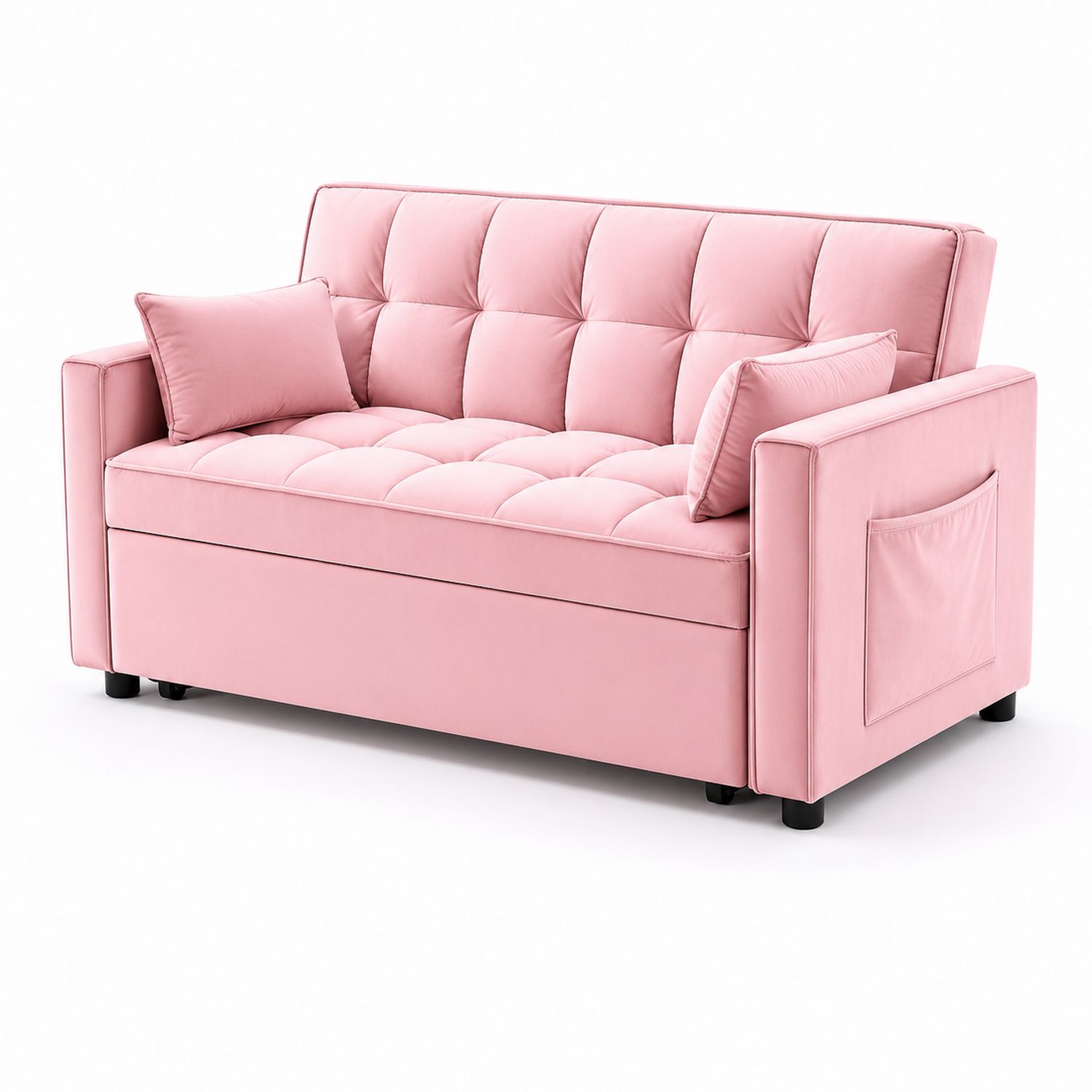 Zweisitzer Sofa Rechteckig Holzstruktur Polyester Rosa