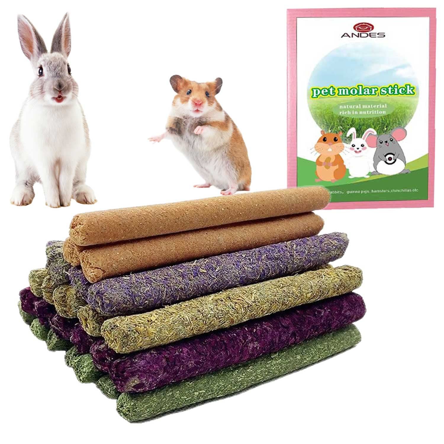 Rabbit Chew Toys 40pcs Timothy Hay Sticks About 14oz/400g Hamster Molar Snacks Handmade are Perfect Food Accessories for Bunny Guinea Pigs Rats Chinchillas Gerbils