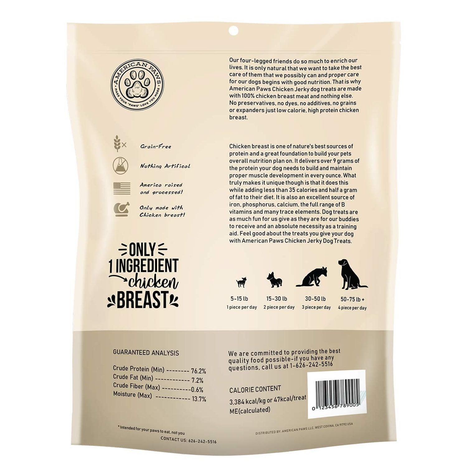 American Paws Chicken Jerky Dog Treats Made in USA All Natural (1 LB)