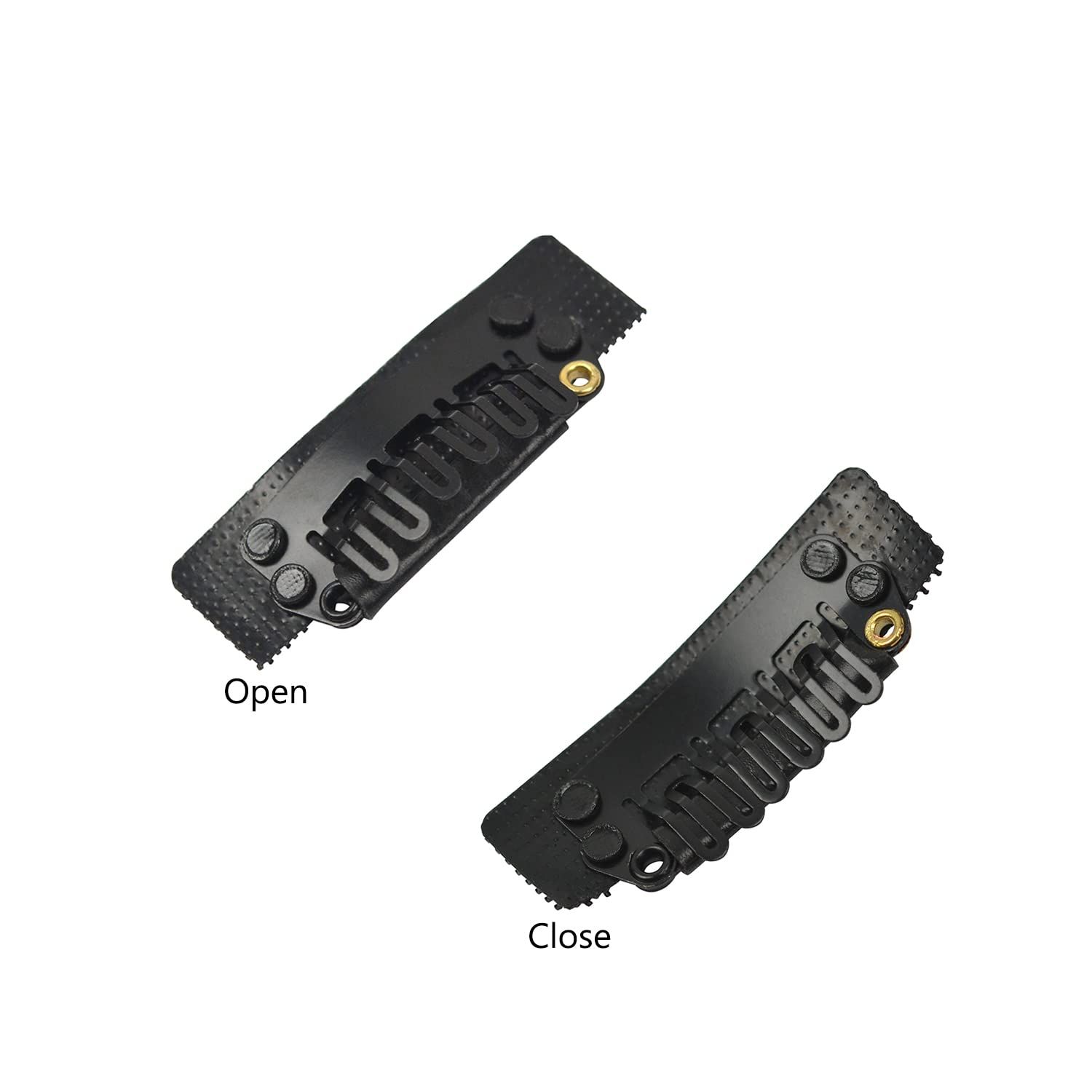 6 Pcs Stickable Wigs Clips U-Shape Snap Clips 28mm 6-Teeth Hair Extensions Clips with Rubber for Hair Extensions (Black)