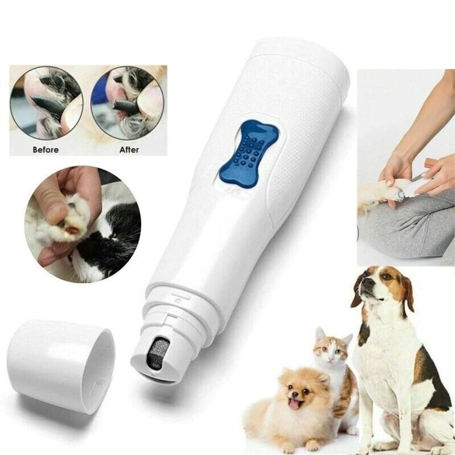 Electric Pet Nail Grinder File Trimmer Dog Cat Pet Claw Grooming Care Clipper Kt
