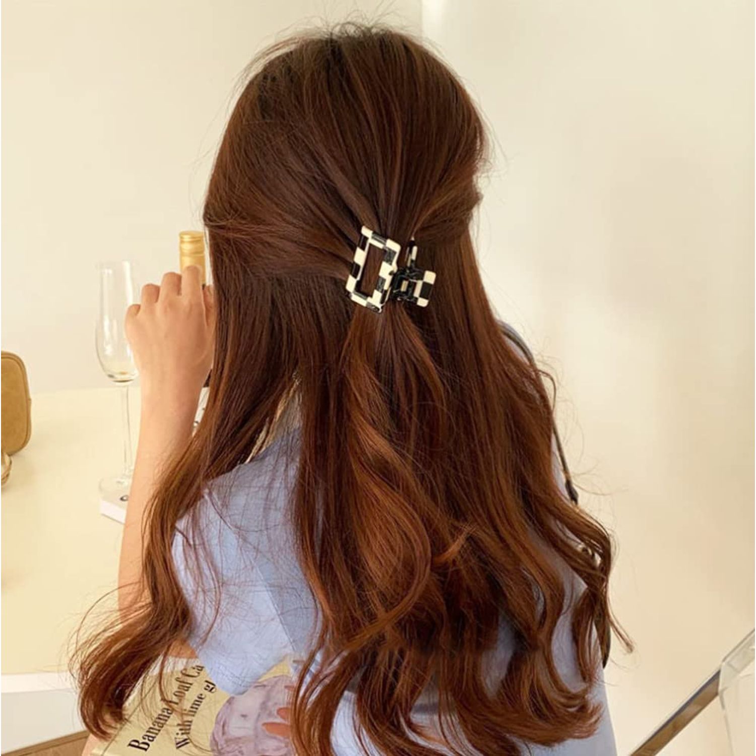 4pcs Checkered Hair Claw Clips, BetterJonny Square Checker Barrettes Cute Non Slip Hair Jaw Clips Hair Accessories for Girls and Women Thick Thin Hair