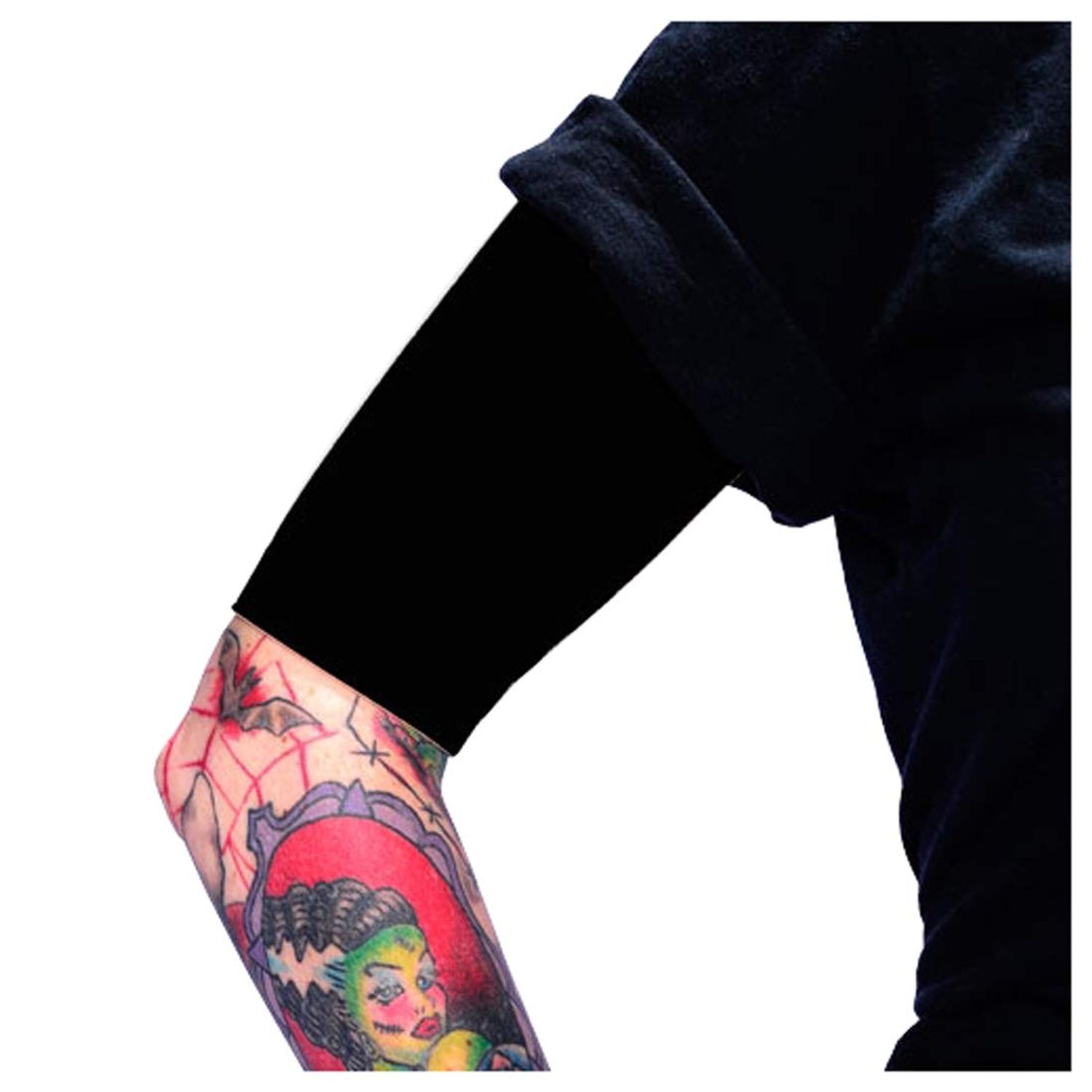 Tat2X Ink Armor Premium Half Arm Tattoo Cover Up Sleeve - No Slip Gripper - U.S. Made - Black - XSS (single half arm sleeve)