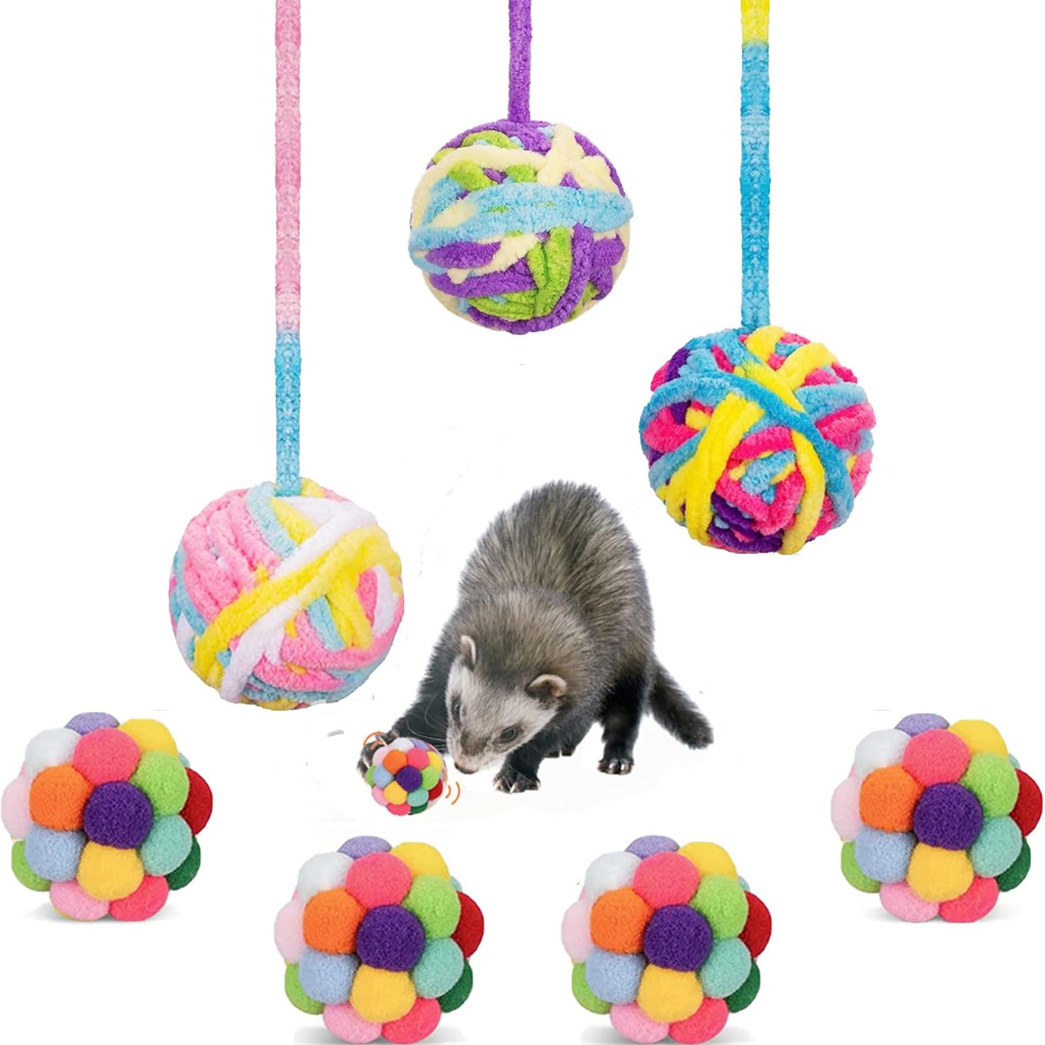 VisGoxia Ferret Toys Interactive Ball Toy for Indoor Cats Dogs Aggressive Chewers