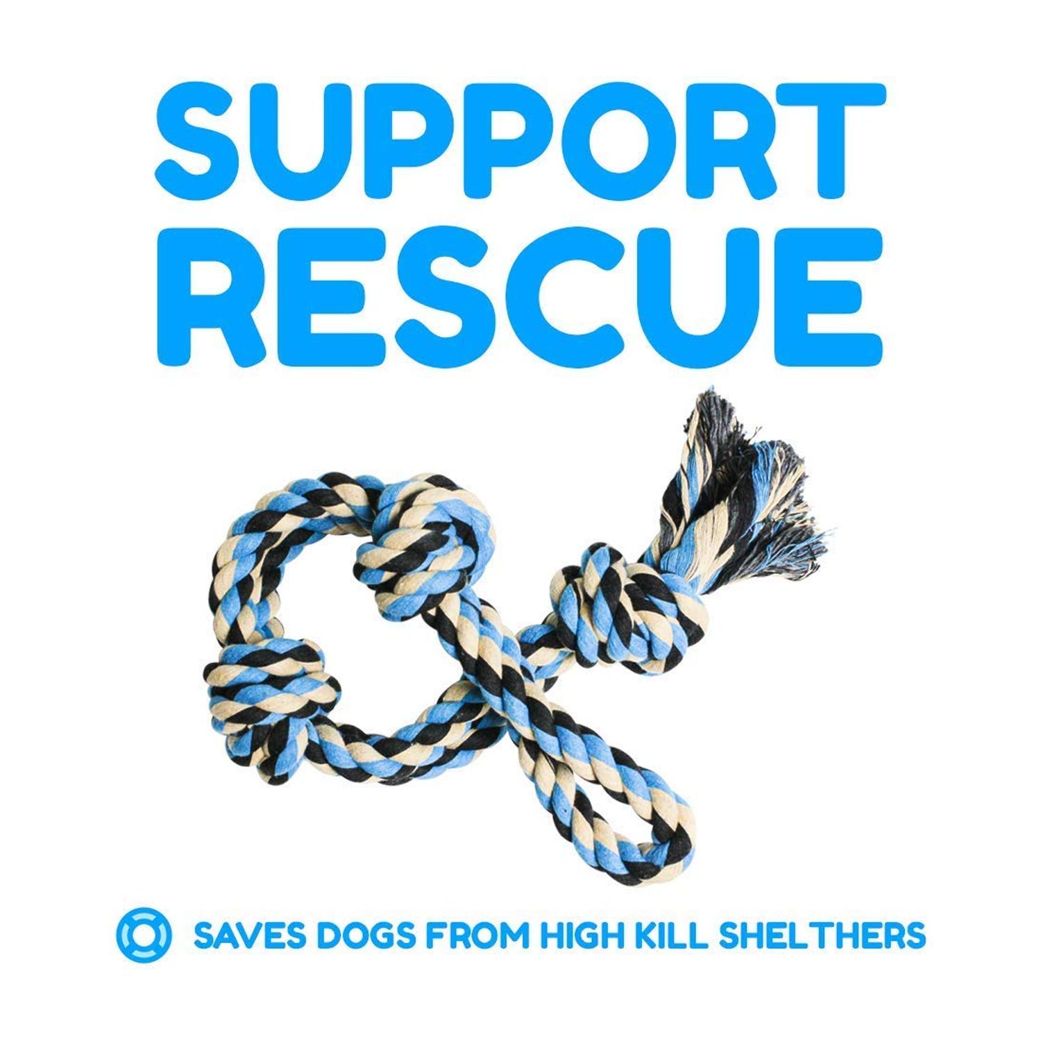 XL Dog Rope Toy for Aggressive Chewers - Dog Toy, Benefits Non-Profit Dog Rescue, Large Dog Toys, Durable Dog Toys for Aggressive Chewers, Nearly Indestructible Dog Toys for Aggressive Chewers, Blue