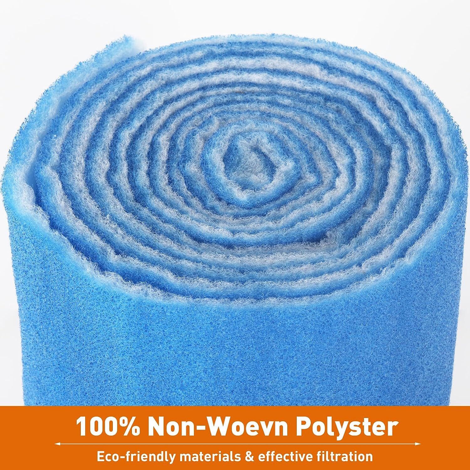 12" Blue White Bonded Aquarium Media Pad 140" x 12"  Fiber Floss Filter Material