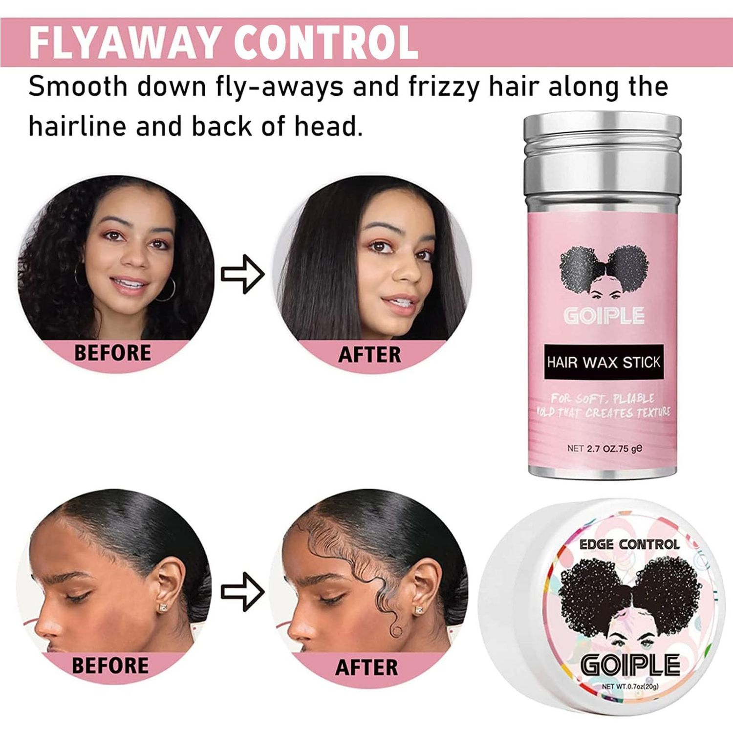 Goiple 3PCS Elastic Bands for Wig Edges, Lace Frontal Melt Wig Melt Band for Lace Front Laying Edges - Adjustable Wig Band Install Accessories with Hair Wax Stick Set