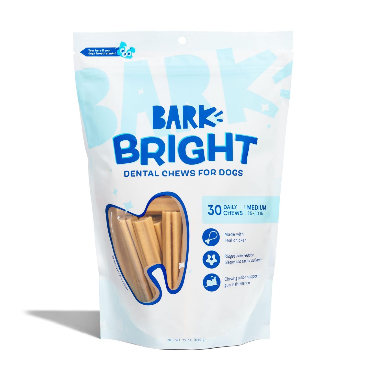 Barkbox Bright Original Dog Dental Chew Sticks Plaque and Tartar Cleaning, Medium Breeds (30 Chews)