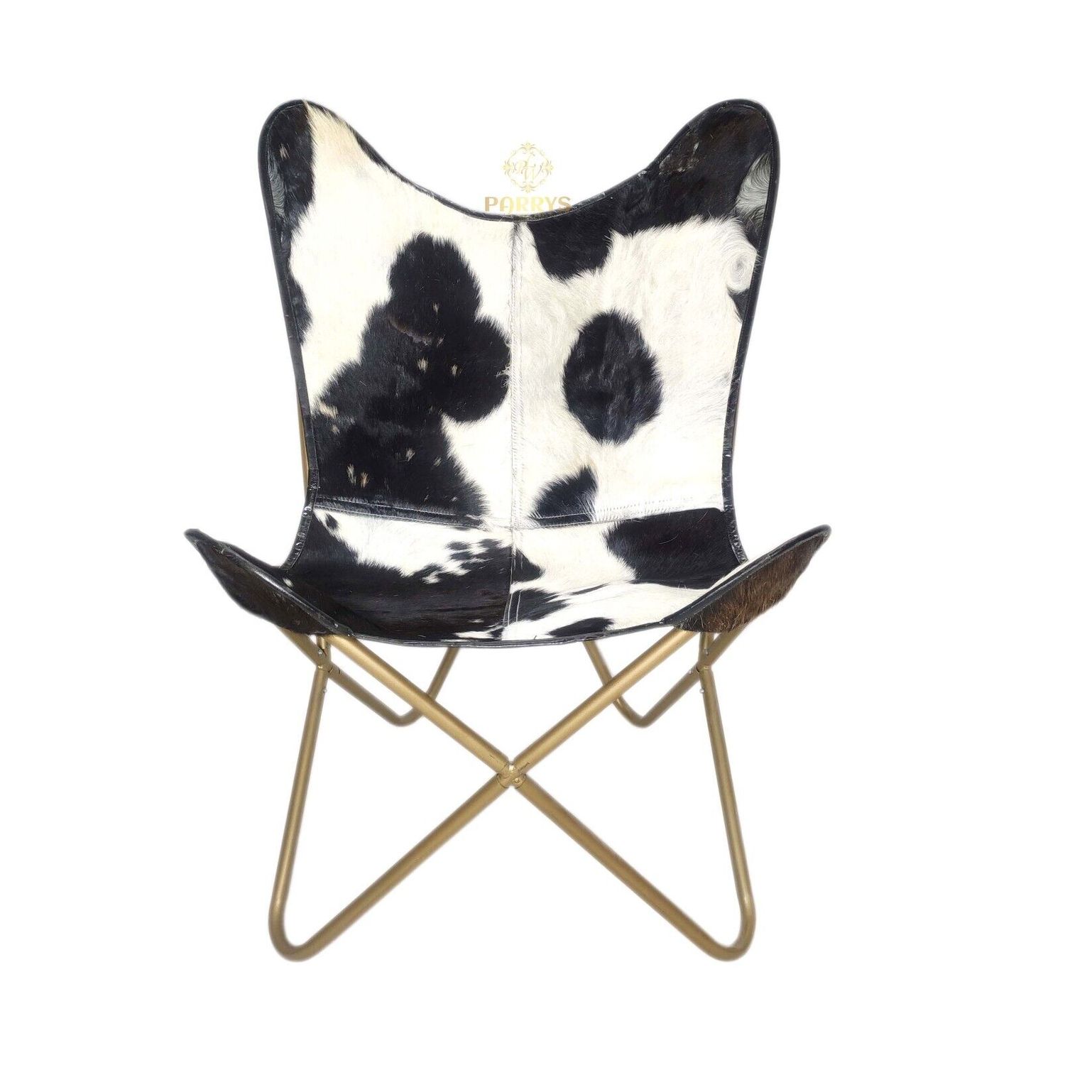 Black  And White Genuine Leather Office Chair, Handmade Relaxing Chair PL2-128