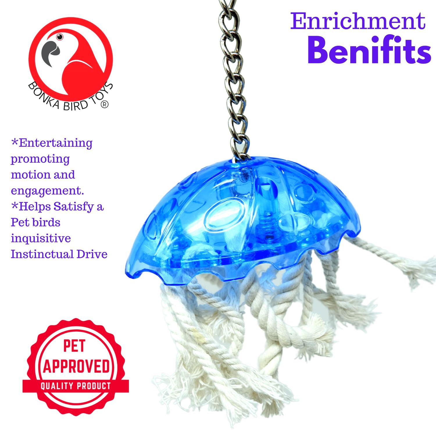 Lucky Bird Toys Jellyfish 3.5in Small Bird Toy