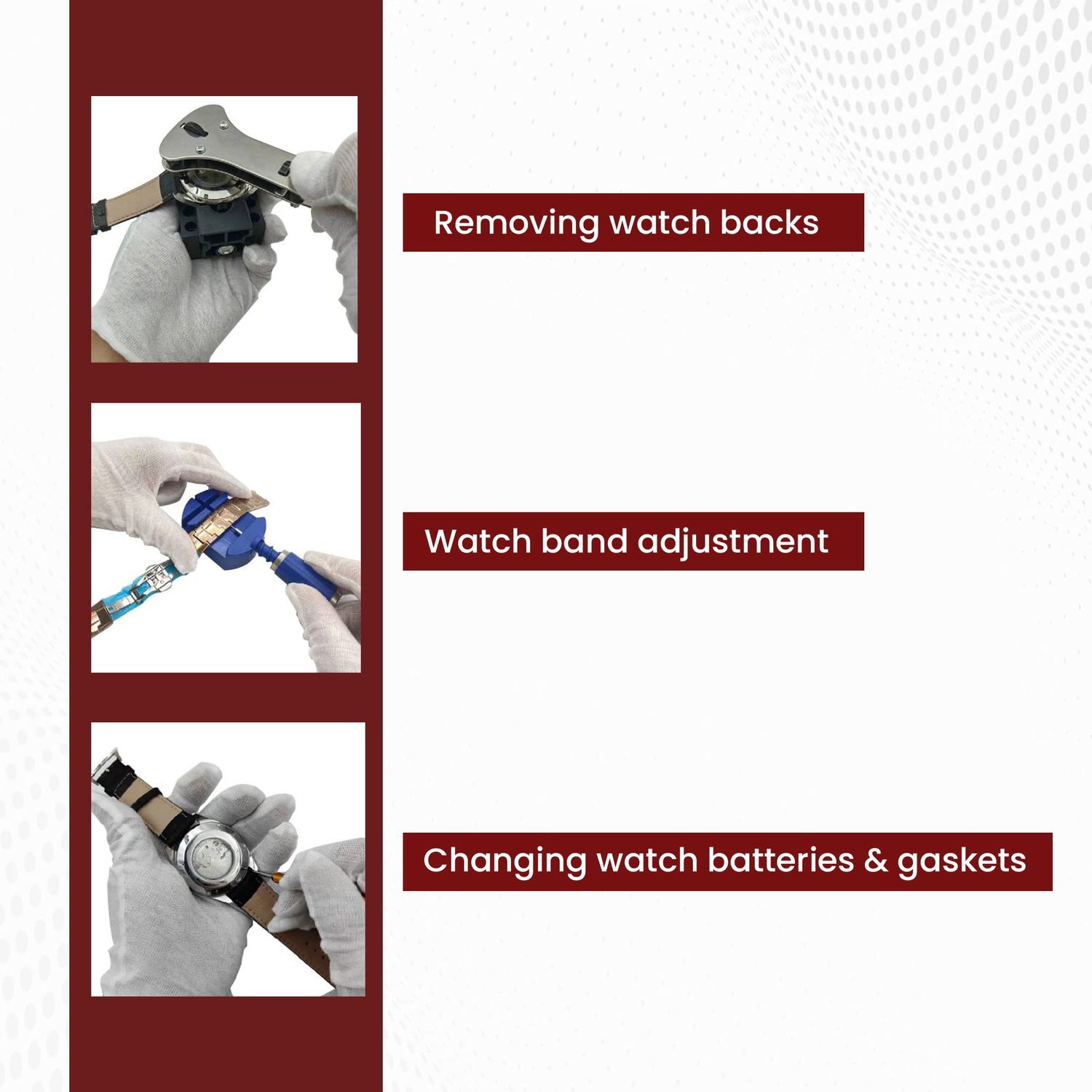 Watch Repair Kit (147 Pieces) - Professional Watch Service Set with Carry Case & User Manual - Battery, Band, Strap, Link Pin, Spring Bar, Back Remover & Replacement - Watch Fixing & Adjustment Tools