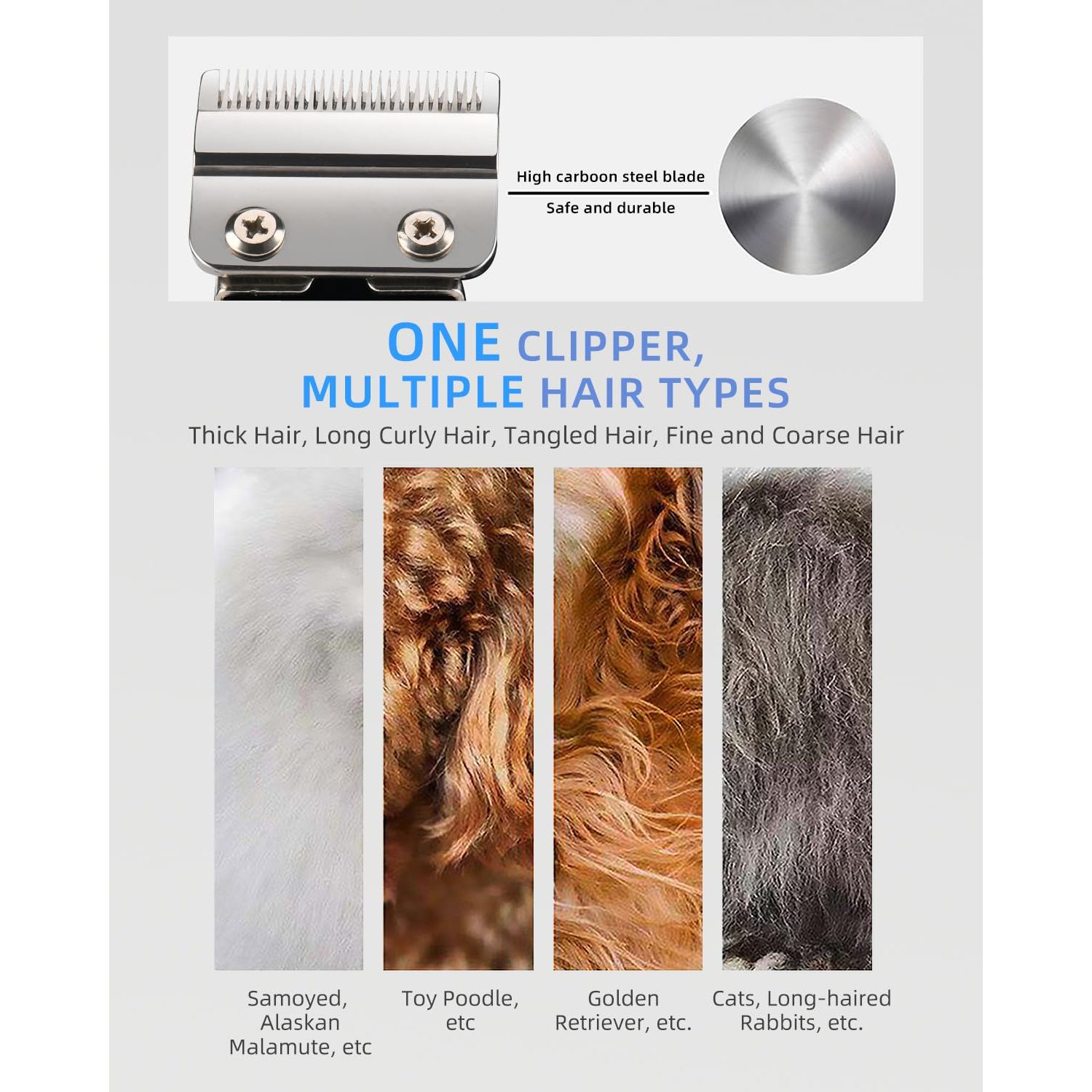 E-Hunter Professional Dog Grooming Clippers Kit, 24V High Power for Thick Coats, Quiet Dog Clippers with 10 Metal Guard Combs & Brush, Ideal Dog Hair Remover for Cats and Pets