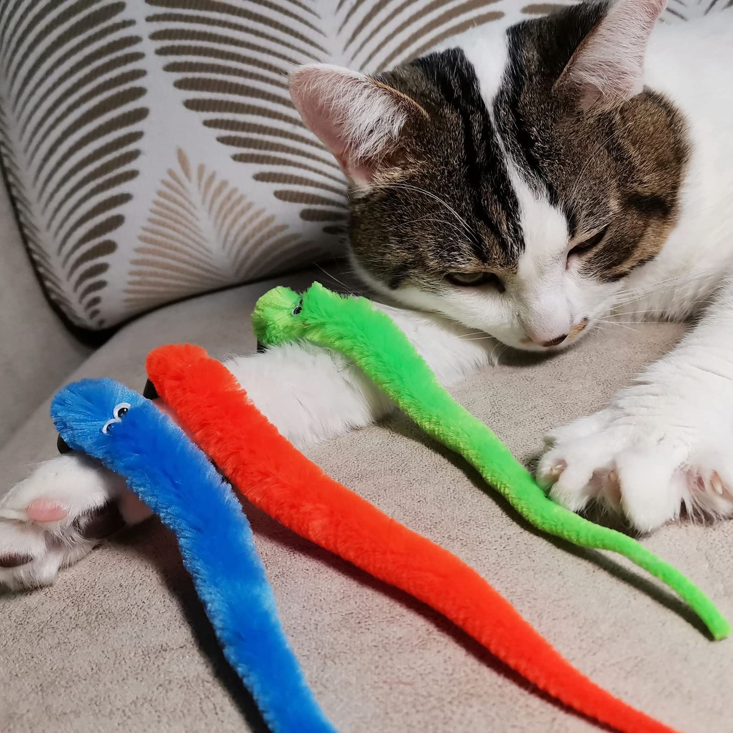 TIENAILING Cat Worm Toy Refills Cat Toys Wand Replacement, 15 Pieces Cat Worms Refill, Worm Cat Toy Attachment for Cat Wand