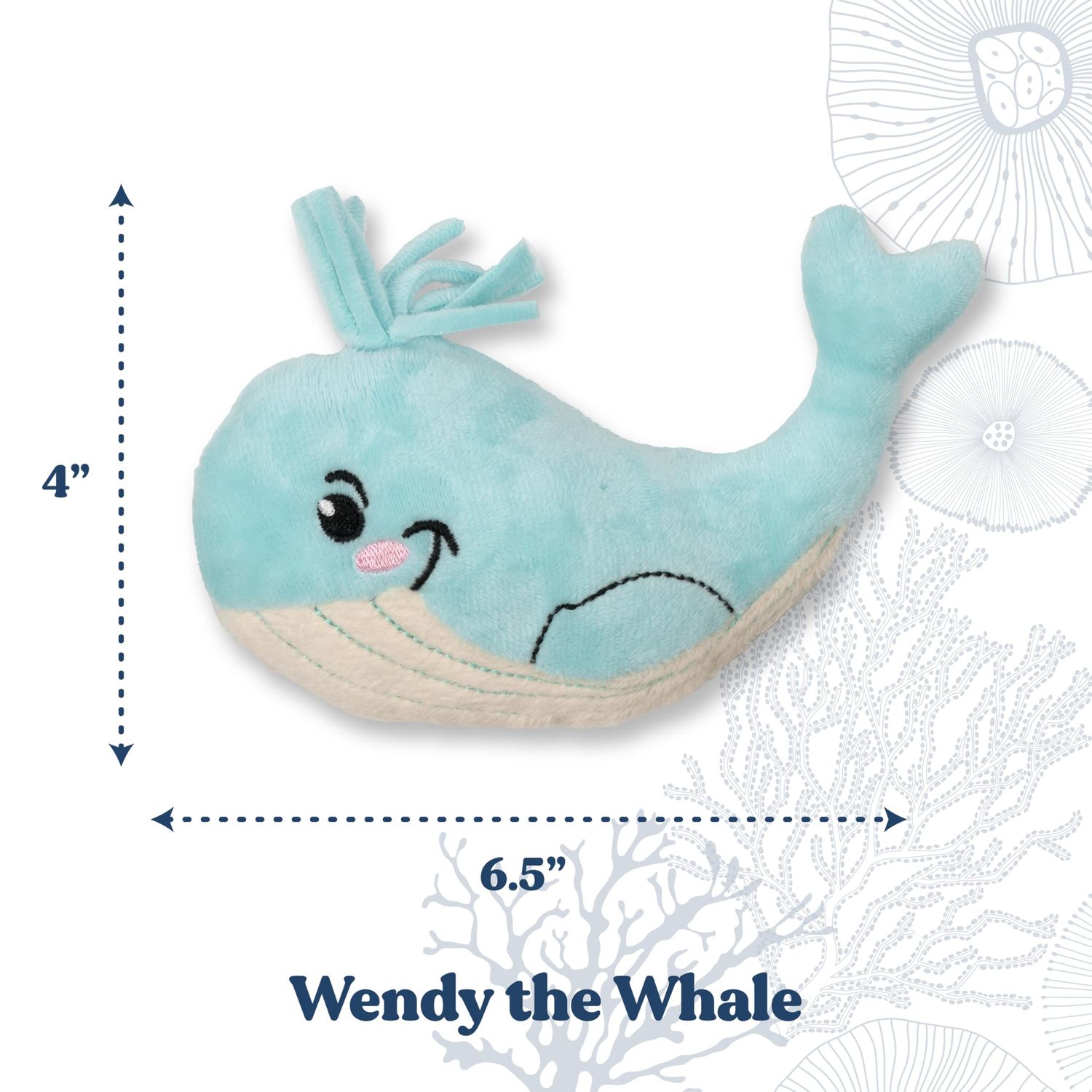 GRRREEN Stuffed Animal Cat Toy | Ocean Collection | Whale Kicker Toy for Indoor Cats | Cute Interactive Plush Toys for Swatting and Playing| Made of Eco-Friendly Materials - Go Green!