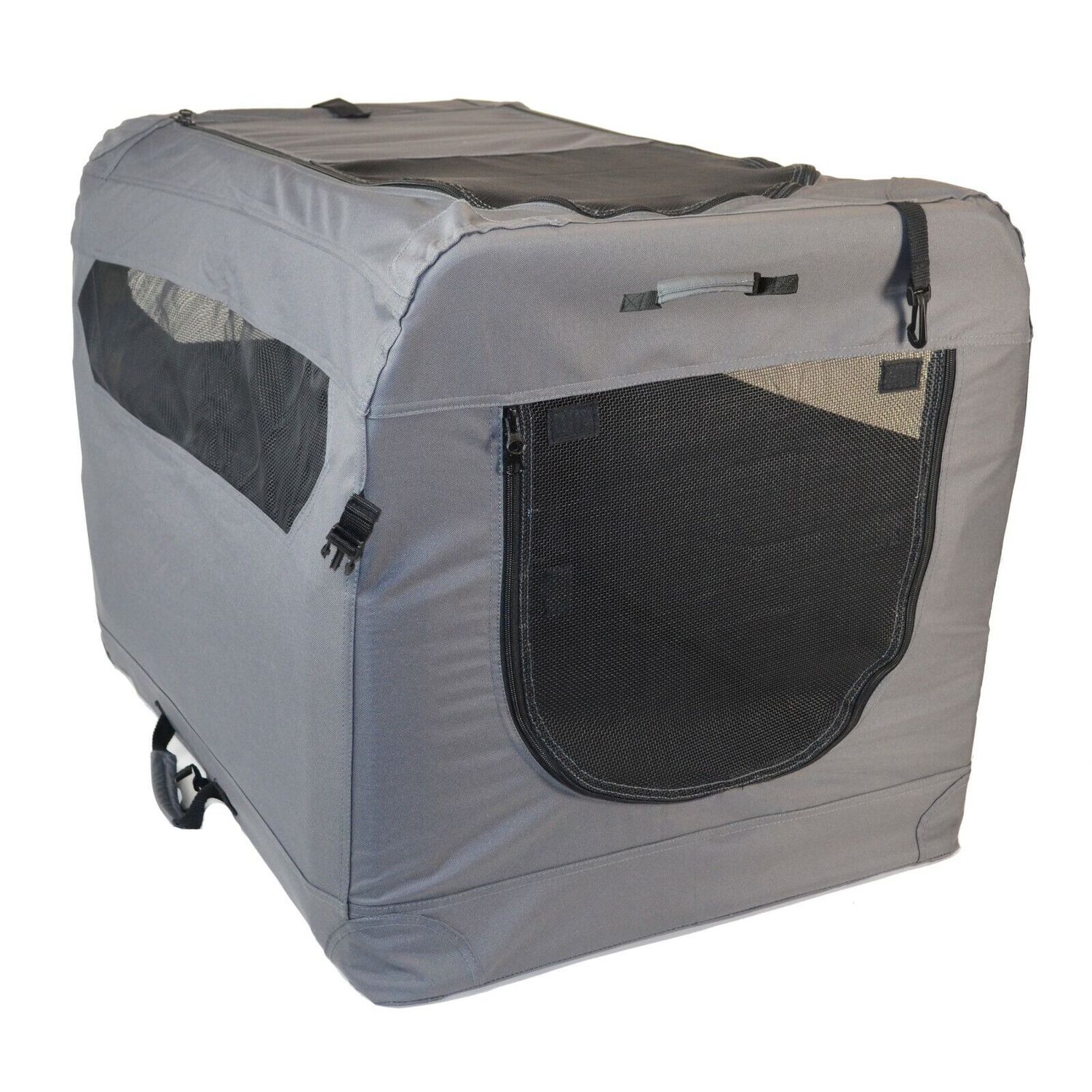 Large Grey Soft Sided Portable Dog Crate Lightweight Travel Collapsible