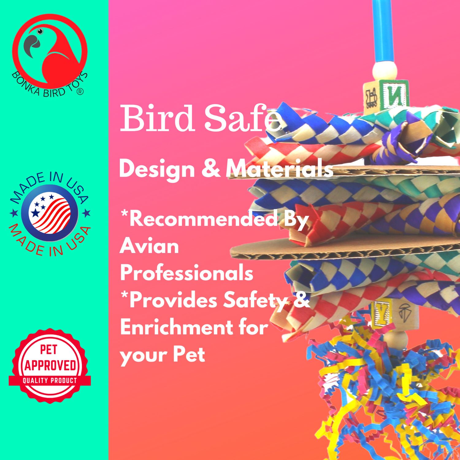 Bonka Bird Toys 2308 Trap Sandwich Cage Conure Chew Parrot Parakeet Pet Shred