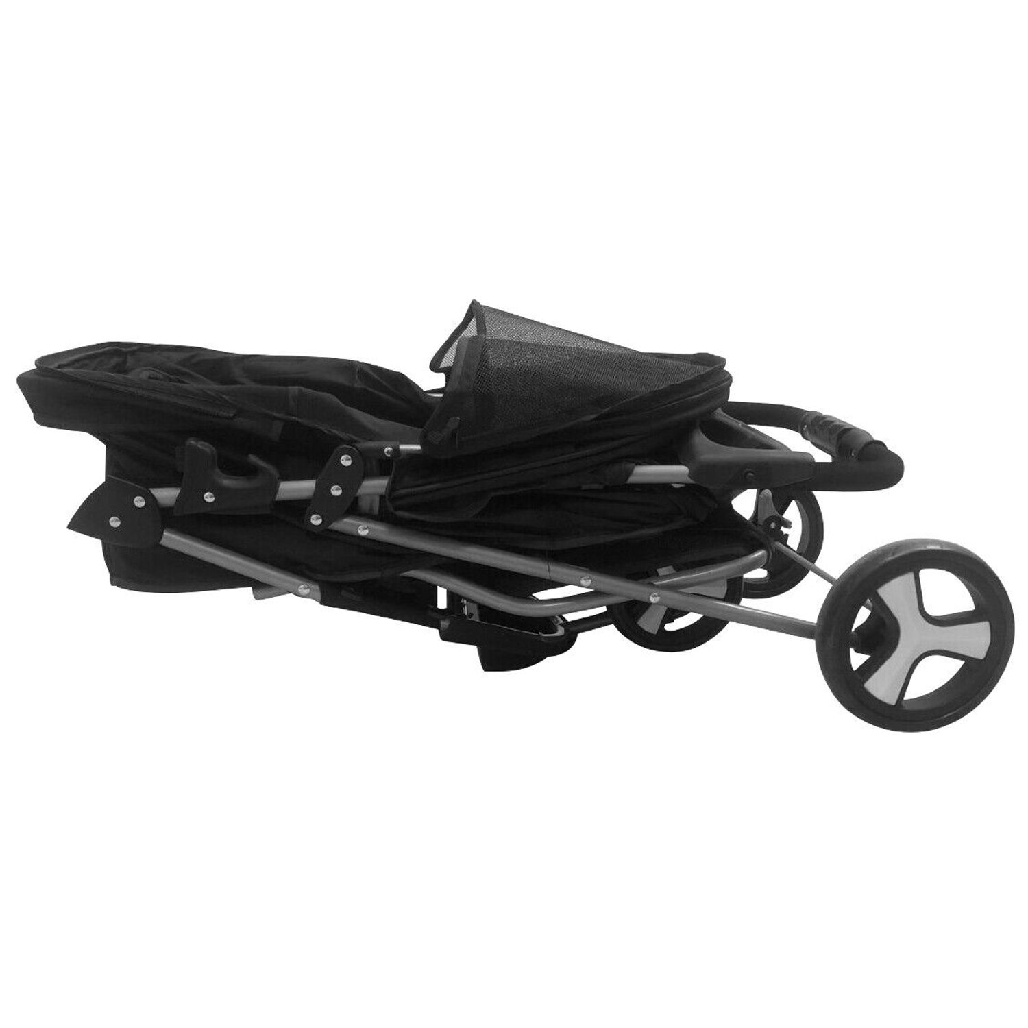 Dog Stroller Pet Travel Carriage 3 Wheeler w/Foldable Carrier Cart W/Cup Holder