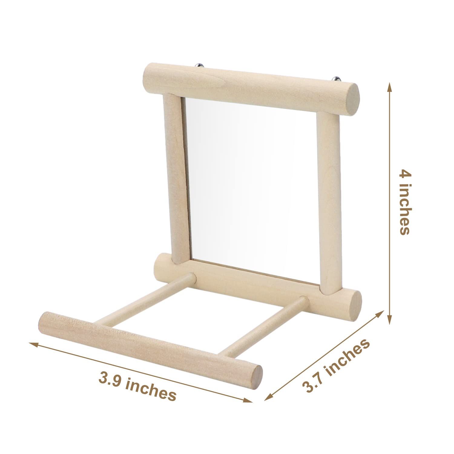 Wontee Bird Mirror with Perch Bird Toys for Parrots Budgies Parakeets Cockatiels Lovebirds Finches Canaries