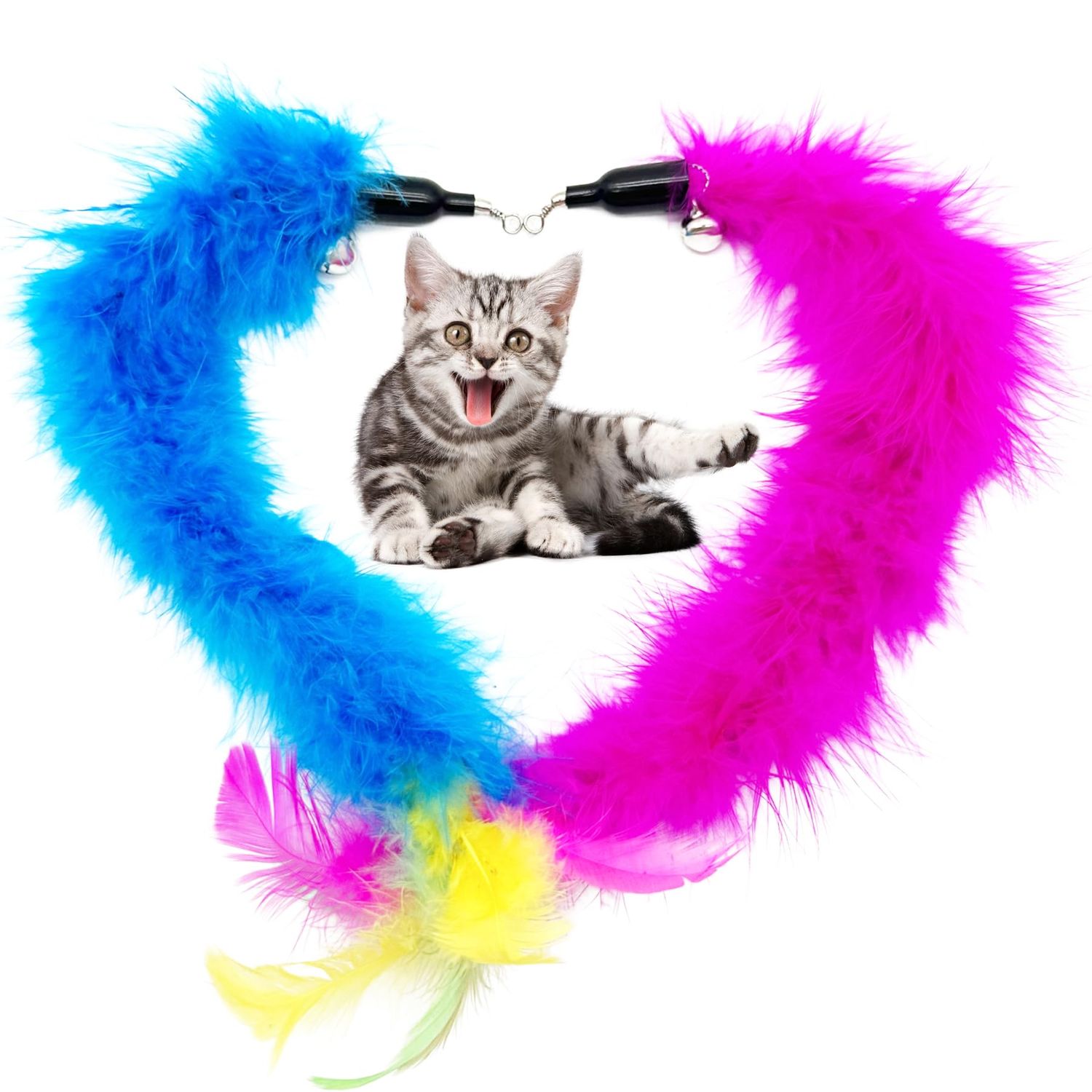 CATENEED Cat Feather Toys Refill Cat Wand Replacement Feathers, 16 PCS Cat Toy Feather Refills, Cat Wand Attachments Feathers for Cat Toys