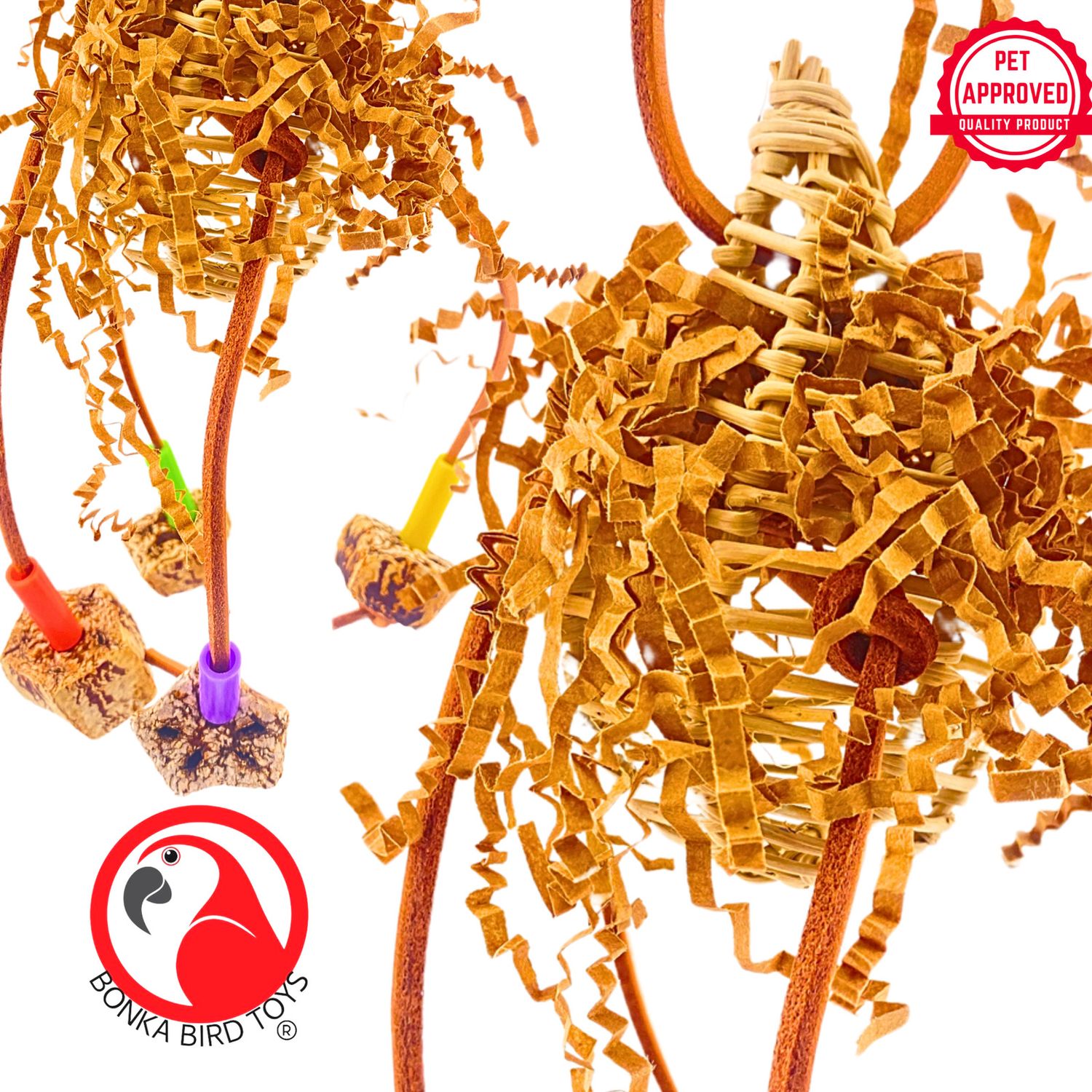 Bonka Bird Toys 2618 Mahogany Drop Chew Forage Shred Playful Parrot Cage Toy Pet